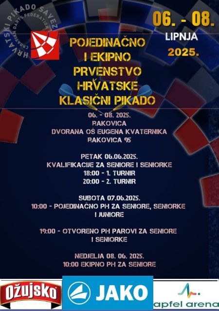 6. Pojedinačno i ekipno prvenstvo Hrvatske u klasičnom pikadu, 06.-08.06.2025. Rakovica